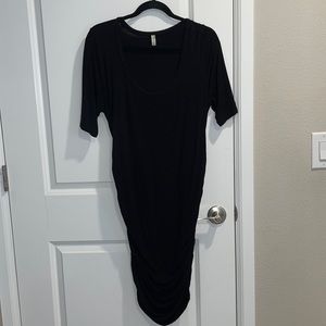 Black MATERNITY Ruched Midi Dress